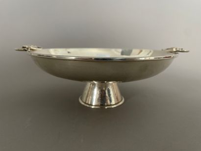 null Coupe ronde en argent 925 millièmes martelé, les prises en forme de coquillage...