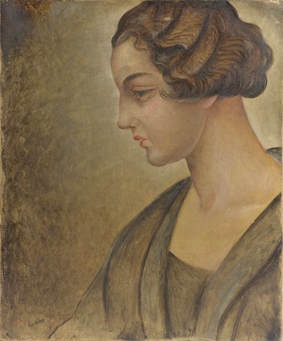 null Othon COUBINE (1883 - 1969).
Portrait de femme de profil.
Huile sur toile (légères...