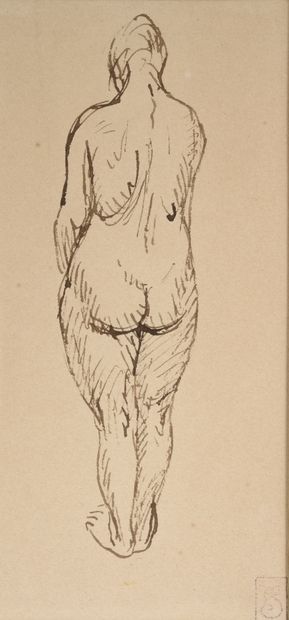 null Théophile Alexandre STEINLEN (1859 - 1923).
Femme nue de dos.
Encre sur papier,...