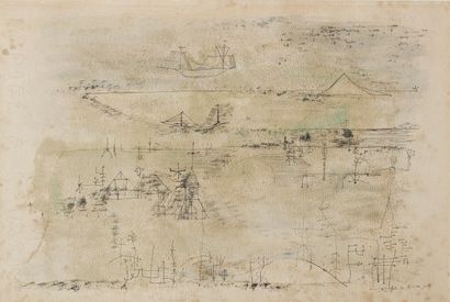 null ZAO Wou-Ki (Beijing, 1921 - Nyon, 2013).
Untitled (Fishermen's Village).
Ink,...