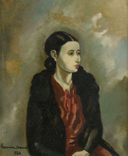 null Attribué à Hermine DAVID (1886-1970).
Portrait de femme.

Huile sur toile signée...