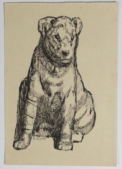 Paul JOUVE (1878 - 1973).
Portrait du fox-terrier...