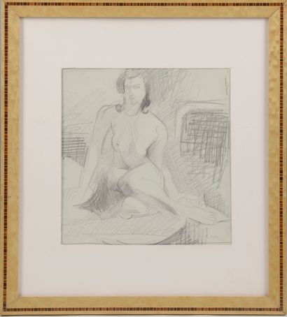 null André LOTHE (1885 - 1962).
Femme nue assise.
Graphite sur papier, porte le cachet...