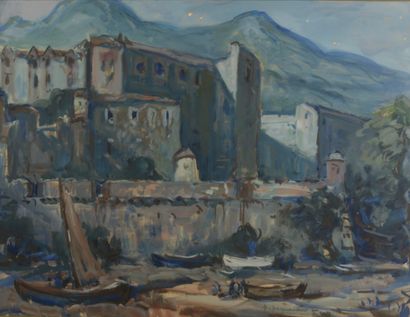 null Paul PAQUEREAU (1871 - 1950).
Port de Collioure. 
Aquarelle et gouache sur papier,...