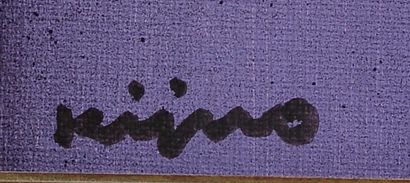 null Ladislas KIJNO (1921 - 2012).
Composition on a purple background. 
Oil on canvas...