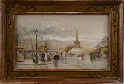 null Eugène GALIEN-LALOUE (Paris, 1854 - Chérence, 1941).
Place de la Bastille.
Crayon,...