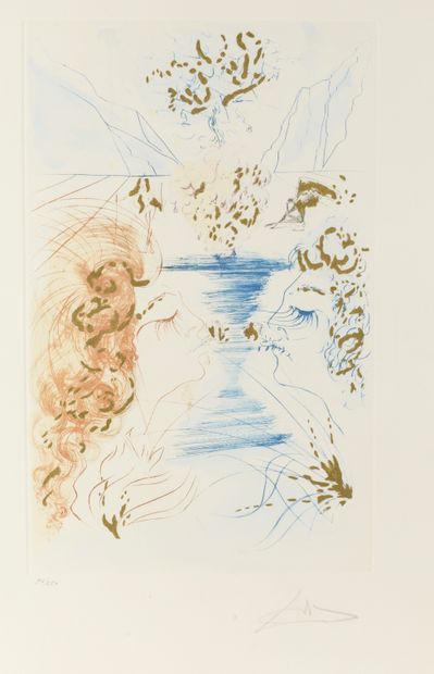 null Salvador DALI (1904 - 1989). 
The Kiss.
Plate of the Song of Songs. 
Etching,...