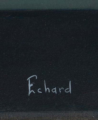 null Jeanine ECHARD (1935 - 2016).
"La terre brûlée", 1973.
Huile sur toile signée...