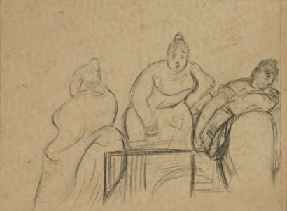 null Henri Gabriel IBELS (1867 - 1936). 
Les blanchisseuses. 
Crayon sur papier....