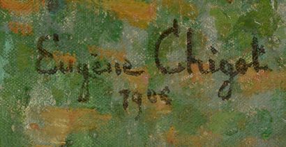 null Eugène CHIGOT (1860 - 1923).
Automne au château, 1909. 
Huile sur toile signée...