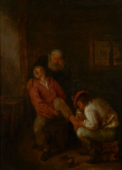 null Attribué a Jan Miense MOLENAER (1610 - 1668).
L'opération du pied.
Huile sur...