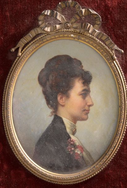 null Louis Stanislas FAIVRE-DUFFER (1818-1897).
Jeune femme de profil.
Huile sur...