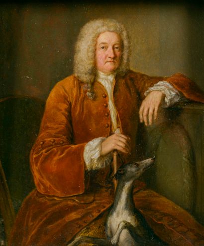 École anglaise vers 1740.
Portrait d'homme...