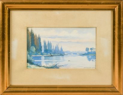 Albert MARKS (1871-1941).
Paysage lacustre,...