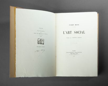 null MARX (Roger). L’art social. Paris, Bibliothèque Charpentier – Eugène Fasquelle,...