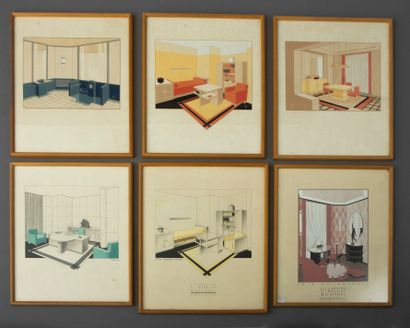 null Georges LECULIER (Active in the 20th century)
Set of 6 projects of interior...