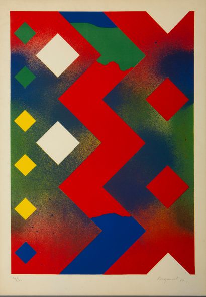 null Guy de ROUGEMONT (1935-2021). Abstract composition. Serigraphy justified 100/100...