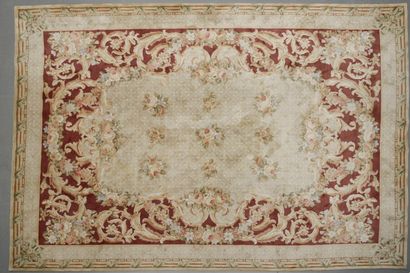 Polychrome wool Savonnerie style carpet hand-woven...
