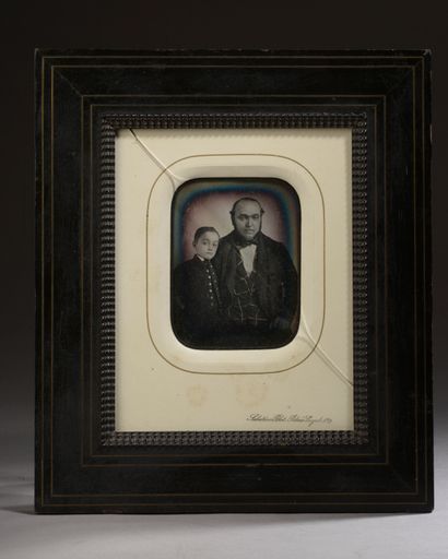 null Jean-Baptiste SABATIER BLOT (1801-1881). 

Portrait d'un homme avec son fils....