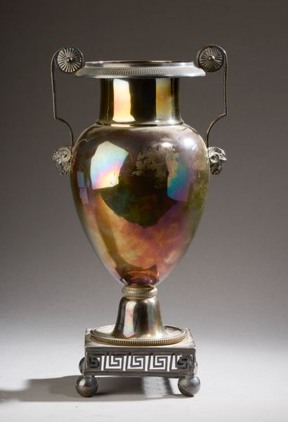Vase baluster on pedestal in silver 925 thousandth,...