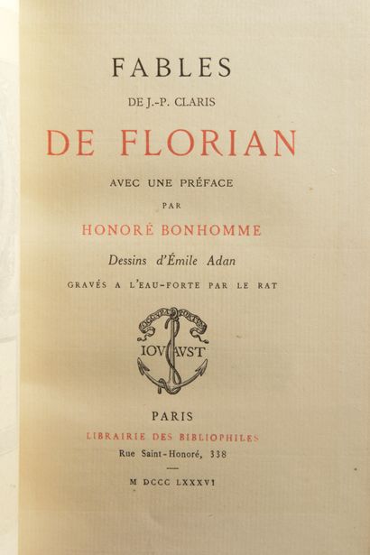 null Ensemble de trois ouvrages comprenant :
- FLORIAN (Jean-Pierre CLARIS de). Fables....