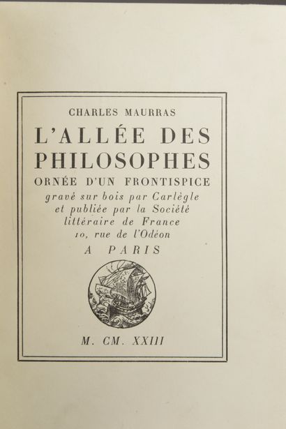 null MAURRAS (Charles). L'allée des philosophes. Paris, Société littéraire de France,...