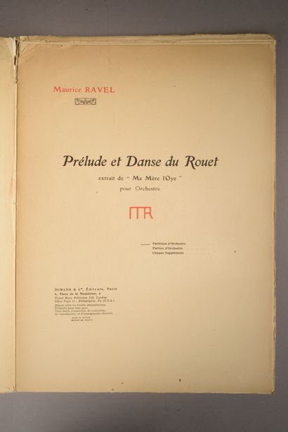 null Maurice RAVEL (1875-1937). Ma mère l’Oye (Paris, A. Durand Fils, 1912) ; un...