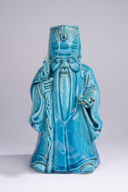CHINE - Vers 1900.
Statuette de Shoulao debout...