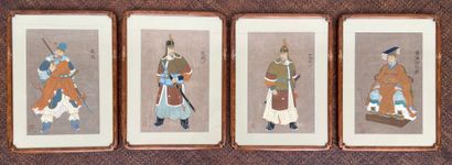 CHINE, XXe siècle. 
Portraits de trois guerriers...