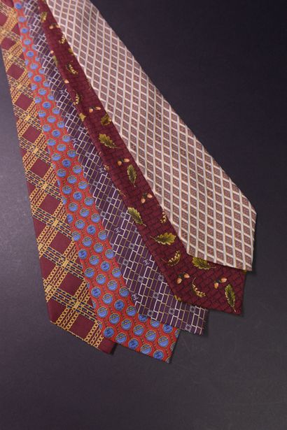 CHANEL.
Set of five silk ties in shades of...