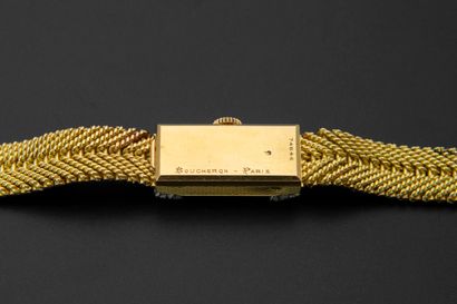 null BOUCHERON, No. 74846.
Ladies' wristwatch in 18k yellow gold and diamonds, rectangular...