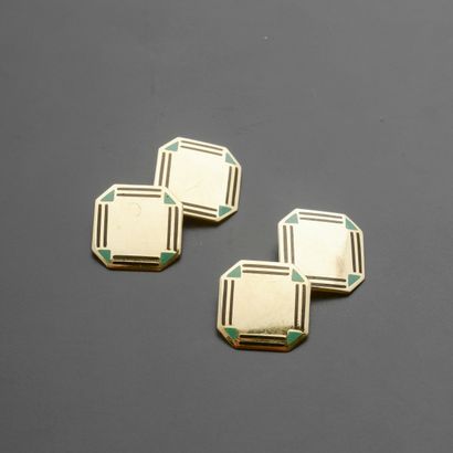 Pair of cufflinks in 18k yellow gold, the...