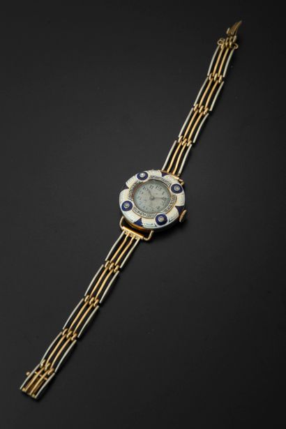 null Ladies' wristwatch in 18k yellow gold and 850 thousandths platinum, round case...