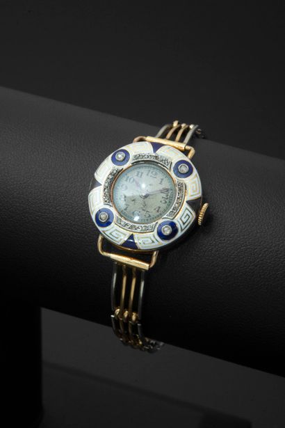 null Ladies' wristwatch in 18k yellow gold and 850 thousandths platinum, round case...