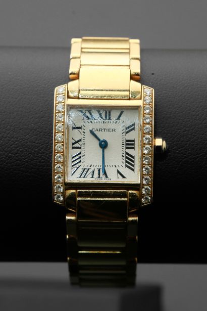 null CARTIER "French Tank", Ref. 2385, No. MG302137.
Ladies' wristwatch in 18k yellow...