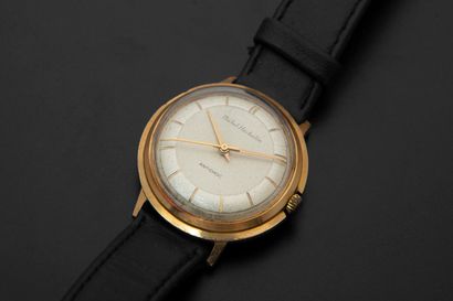 null MICHEL HERBELIN.
Men's wristwatch, the round case in 18k pink gold, the ivory...