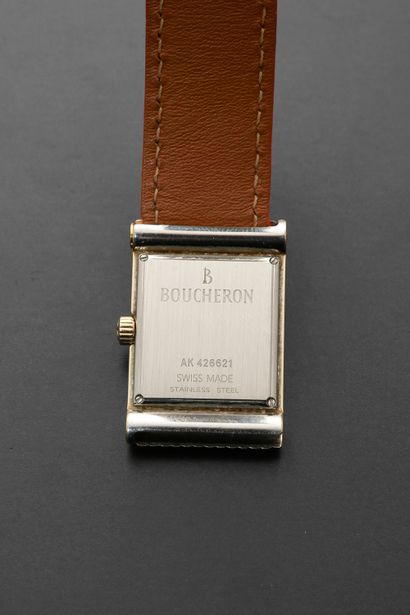 null BOUCHERON "Reflet".
Lady's wristwatch, the rectangular case in steel and gilded...