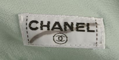 null CHANEL. 
Celadon green silk blouse, long, shirt collar, two flap pockets on...