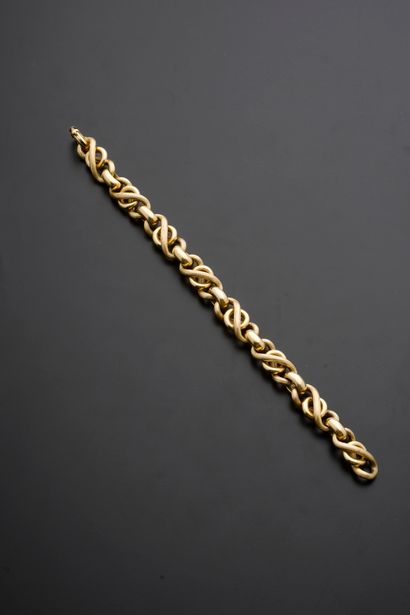 null Bracelet en or jaune 18k à maillons torsadés, lisses ou godronnés (infimes chocs),...