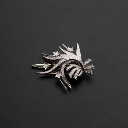 Brooch clip in 18k white gold and platinum...