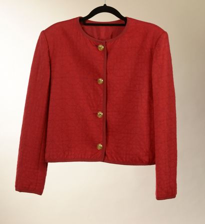 CHANEL. 
Jacket in red overstitched felt,...
