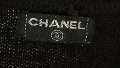 null CHANEL. 
Black cashmere cocktail cardigan highlighted with a sequin embroidered...