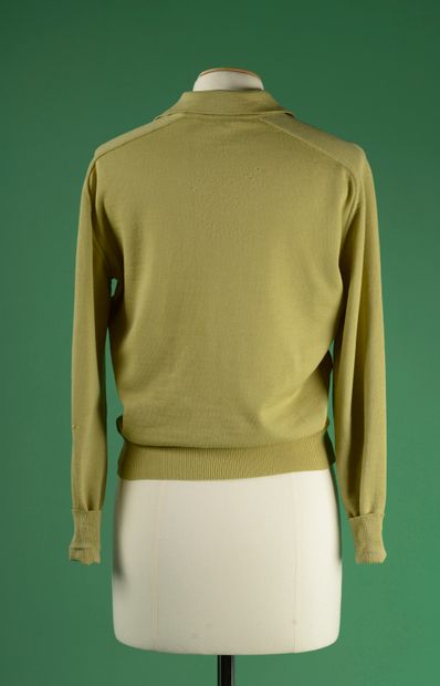 null HERMÈS. 
Pullover in anise green wool and printed silk with bullfighting decoration,...
