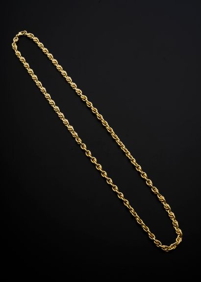 Necklace in 18k yellow gold with rope link...