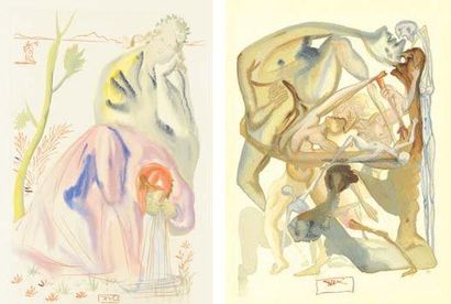 D'après Salvador DALI Illustrations de la Divine Comédie Suite de sept lithographies...