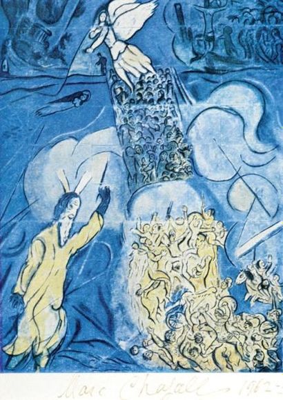 Marc CHAGALL (Vitebsk, 1887 - Saint-Paul-de-Vence, 1985) Scène biblique Reproduction,...