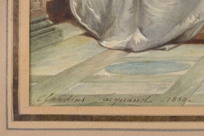null Claudius JACQUAND (1804-1878).
La lettre.
Aquarelle signée et datée 1830 en...