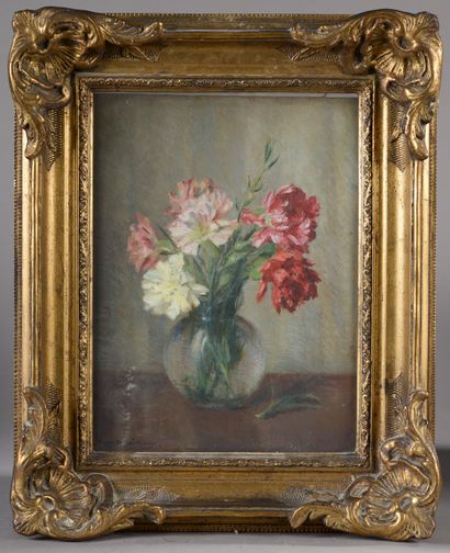 null Albert Gaston GUILLOUX (1871-1952).
Fleurs dans un vase.
Huile sur panneau signée...