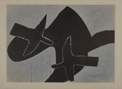 null D'après Georges BRAQUE (1882 - 1963)
Oiseaux noirs.
Épreuve signée dans la planche,...