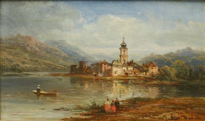 Justin OUVRIÉ (1806-1879).
Paysage suisse....